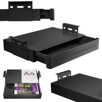 Under-Desk Storage Drawer with Shelf Large White