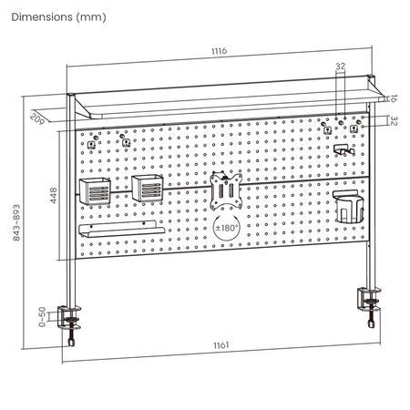 Tablica perforowana Holdee SPB-162W 120cm