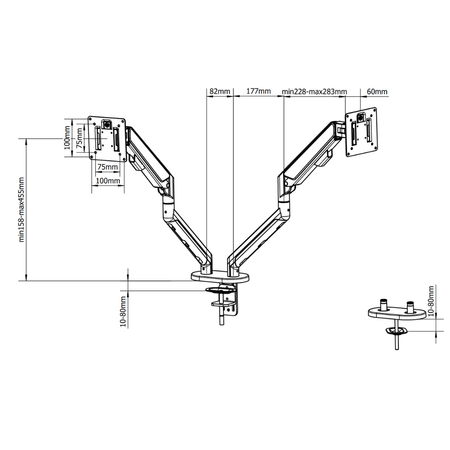 Uchwyt na 2 Monitory SPAZ120B Aluminiowy 13-36" | Stabilność i Ergonomia