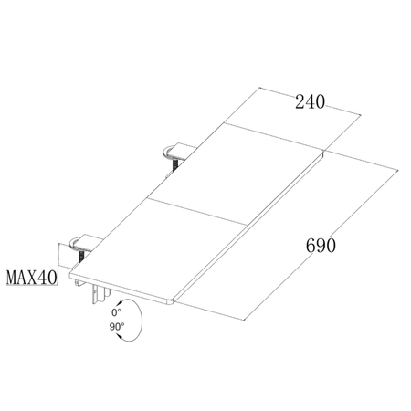 Przedłużka Biurka Nakładka na Biurko 69x24cm Desk Extender SPB132B1 Ergonomiczna Dostawka