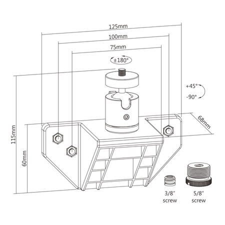 Uchwyt obrotowy 360 na 1/4 3/8 5/8 do VESA SPA-012