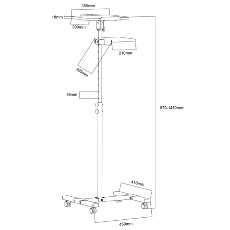 Wysoki czarny stolik pomocniczy Buddy na kółkach