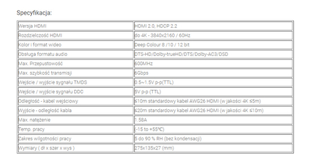 Rozgałęźnik HDMI 1x8 SPH-RS108_V20 4K 60 Hz HDR