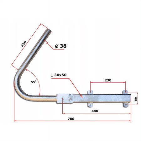 Uchwyt antenowy regulowany do krokwi pod rynnę 450