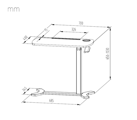 Buddy verstellbarer Trolley-Tisch schwarz, Holz