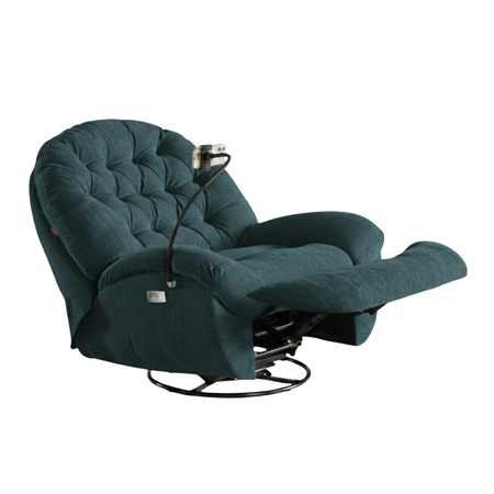Fotel elektrycznie regulowany Spacetronik Flax 04 relaksacyjny bujany Akwamarynowy Mrok