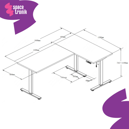 Elektryczne biurko Spacetronik Loris 123WW 180x120