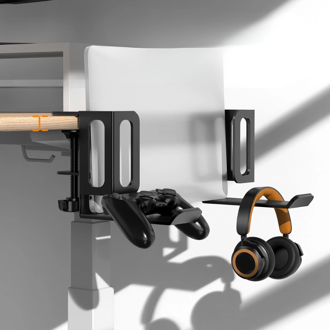 Uchwyt 2w1 na laptopa i słuchawki pod biurko