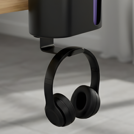 Boczny organizer do biurka na zacisk z uchwytem na kubek czarny