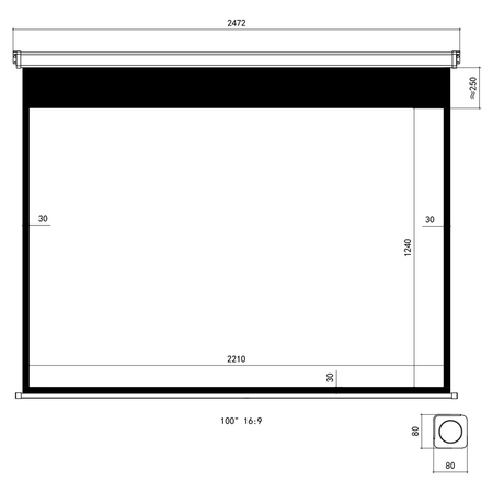 Elektryczny Ekran Projekcyjny PEV Ścienny 100"