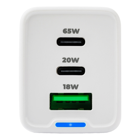 3-in-1 USB-C USB-PD-Schnellladegerät 65W 5A weiß