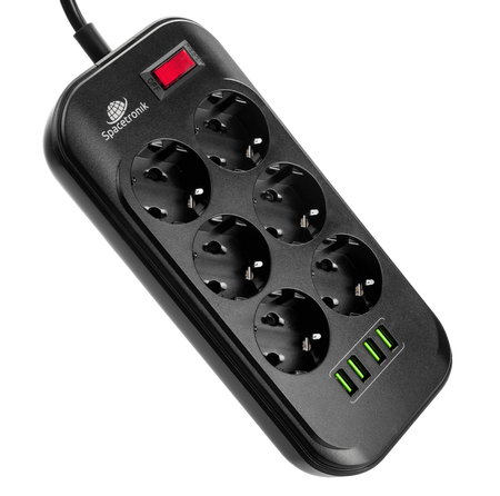 Listwa zasilająca Spacetronik SR-204 6xAC + 4xUSB
