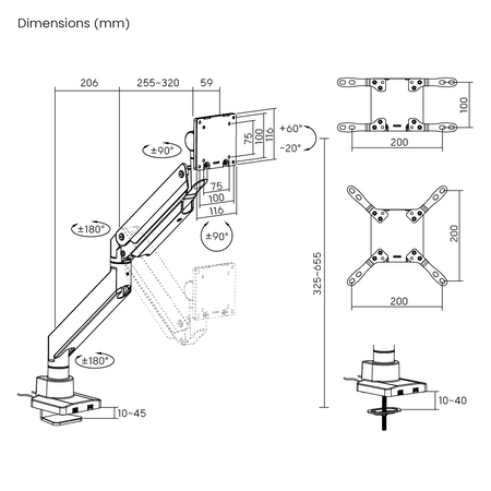 Spacetronik SPA-D110B schwerer Monitorhalter