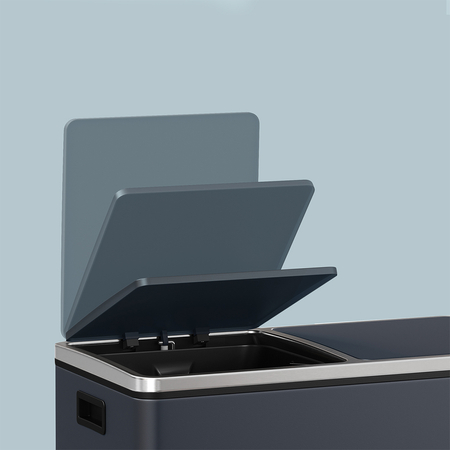 Kosz na śmieci metalowy podwójna komora szary