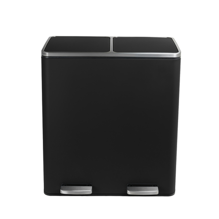 Kosz na śmieci metalowy podwójna komora czarny