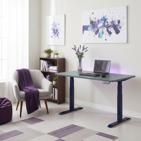 Biurko regulowane Vegard elektryczne dwusilnikowe MDF granatowo-zielone