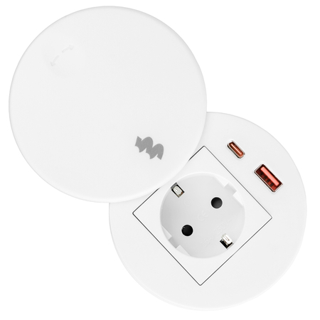 Spacetronik SPS-R1D3W V2 runde Tischsteckdose