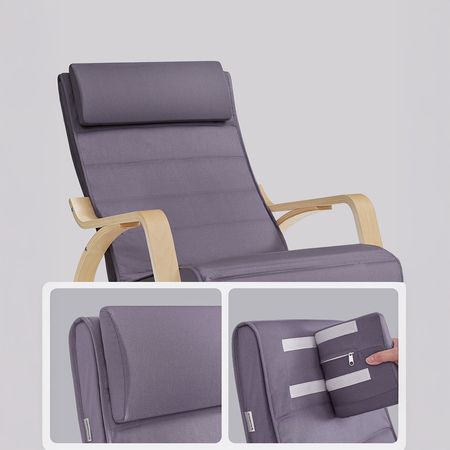 Krzesło bujane z podnóżkiem SPC-RIVA-01 Szare