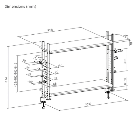 Nadstawka biurkowa Spacetronik SPB-120BB 120