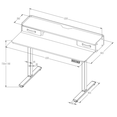 Biurko Elektryczne SPEF134BB 120x60 z Szufladą i USB z pamięcią czarne