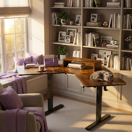 Biurko narożne regulowane SPEL112BR Spacetronik 120x60 cm ciemne drewno