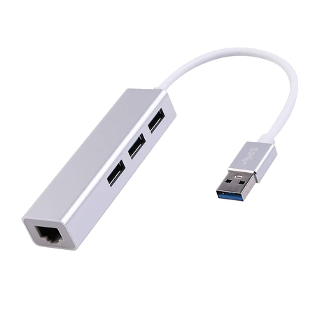 Multiport USB na 3 USB + RJ45 SPU-M06 srebrny
