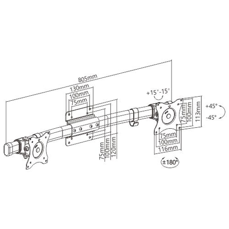 Erweiterungshalterung für 2 VESA-Monitore SPP-020B