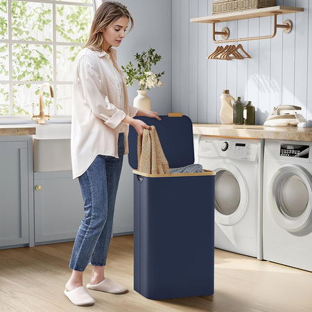 Kosz na pranie 90L 1 komorowy niebieski