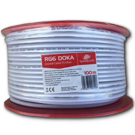 Spacetronik DOKA 4K Trishield RG6 Kabel 100m gebunden