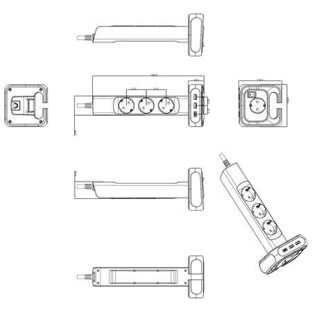 Listwa zasilająca 4xAC 2xUSB 1xUSB-C SPS-PS02W