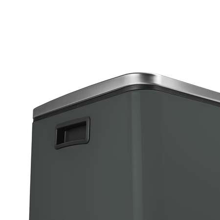 Kosz na śmieci metalowy trzykomorowy ciemnoszary