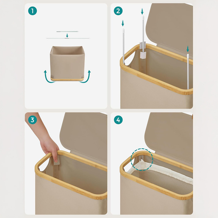 Kosz na pranie 65L 1 komorowy beż