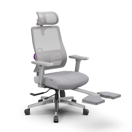 Zestaw ergonomiczny krzesło LUMBO 22 szare + biurko manualne SPE-O113 100×60 białe