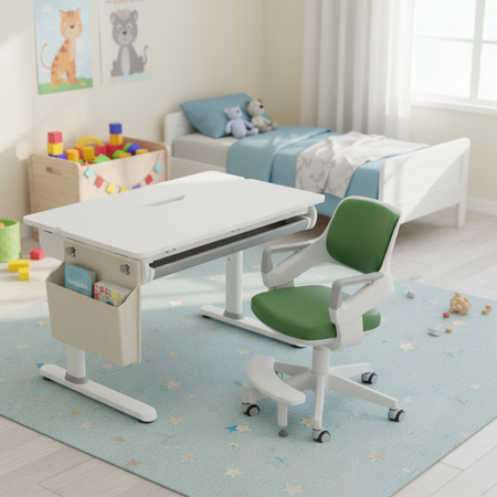 Zestaw: biurko regulowane SPEX108WG + ergonomiczne krzesło dla dziecka