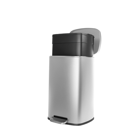 Kosz na śmieci metalowy pojedyncza komora srebrny