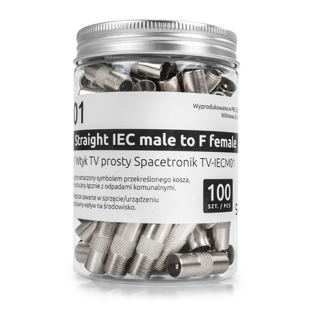Gniazdo F / Wtyk TV prosty TV-IECM01 Box 100szt