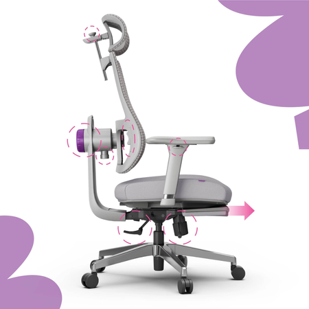 Zestaw ergonomiczny krzesło LUMBO 22 szare + biurko manualne SPE-O113 100×60 białe