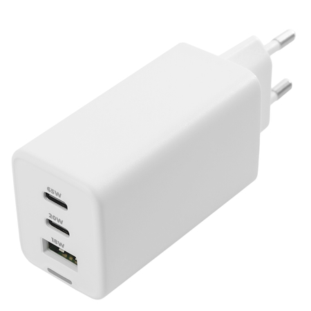 Ładowarka 3w1 USB-C USB PD Quick 65W 5A biała