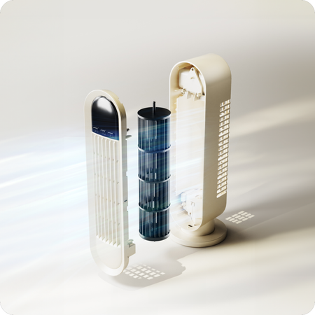 Wentylator biurkowy z rotacją Airpuff 4 biały