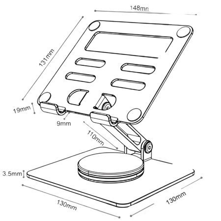 Obrotowa Podstawka na Tablet/Telefon SPP121S 360° Aluminium