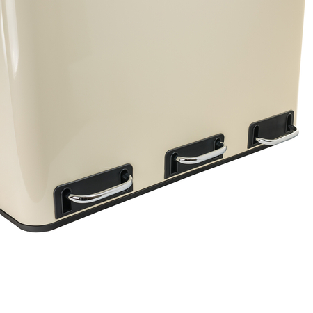 Kosz na śmieci metalowy trzykomorowy kremowy