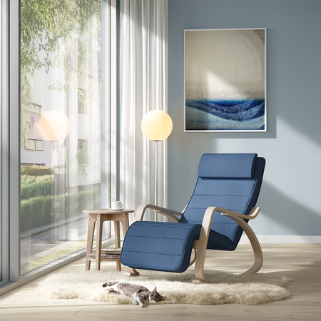 Krzesło bujane z podnóżkiem SPC-RIVA-01 Niebieskie