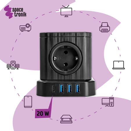 Listwa zasilająca 5xAC 3xUSB 1xUSB-C SPS-C02B