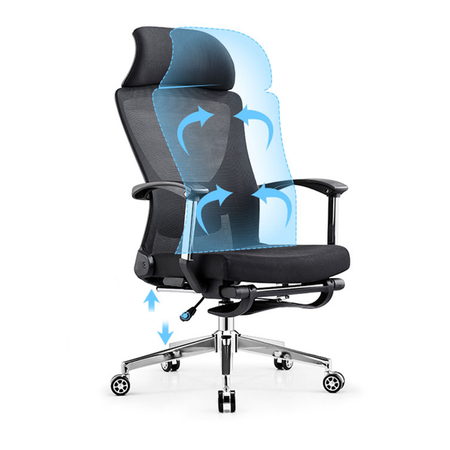 Ergonomiczny fotel biurowy z podnóżkiem ALVA