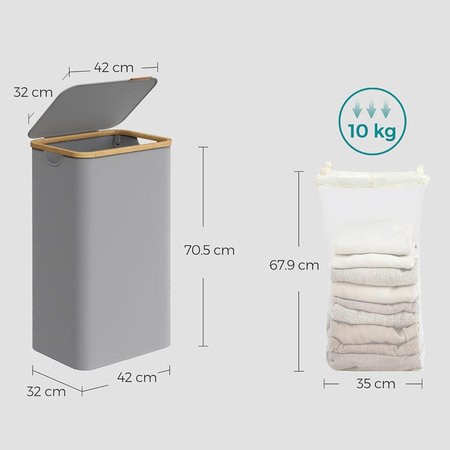 Kosz na pranie 90L 1 komorowy szary