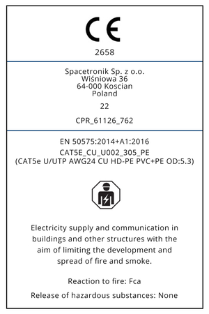 Twisted Pair CAT5e U/UTP AWG24 CU PVC+PE 5.3 Fca 305m