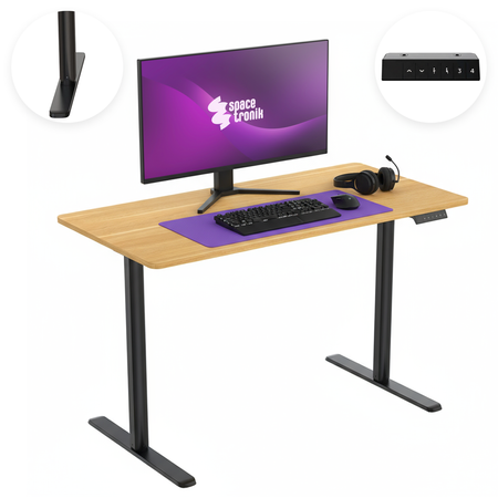 Biurko elektryczne 120×60 z fotelem Springle 44 i lampą biurkową Glow D5