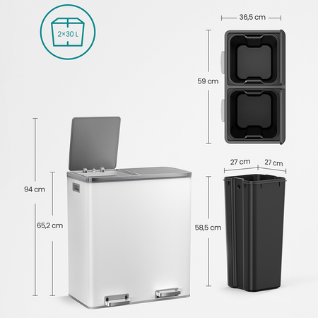 Funky Trash Can White Black Spacetronik Podwójny