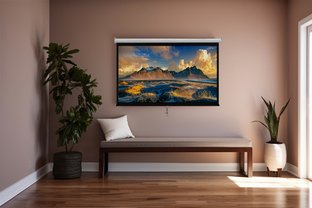 Ekran projekcyjny zwijany ręcznie 100" 16:9 biały