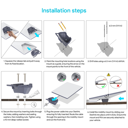 Aluminiowy uchwyt na dach do Starlink Mini